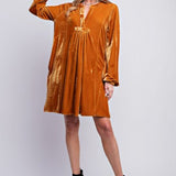 Camel Velvet Tunic Dress