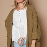 Dried Herb Chenille Oversize Woven Cardigan