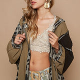 Olive Leo Mix Zip Up Jacket