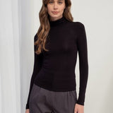 Solid Turtleneck Long Sleeve Top