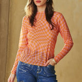 Orange Pink Checker Mesh Sheer