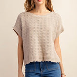 Latte Cotton Thread Texture Relax Fit Sweater Top