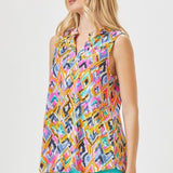 Teal + Orange Diamond Mix Wrinkle Free Tank