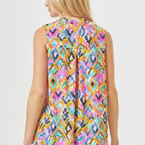 Teal + Orange Diamond Mix Wrinkle Free Tank