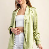 Green Soft Shine Cinch Sleeve Jacket