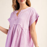 Lavender Shirred Babydoll Top