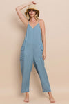 Acid Wash Chambray Oversize Jumpsuit