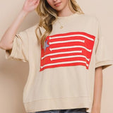 Washed Sand Flag Acid Wash Drop Shoulder