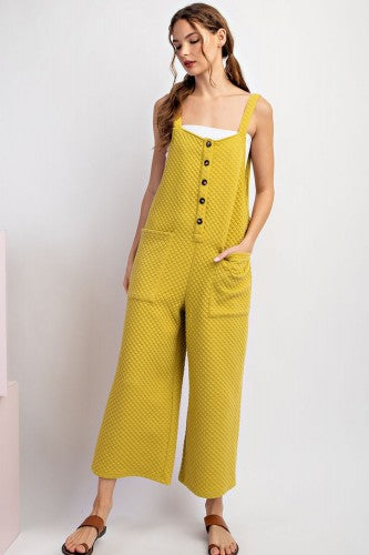 Avocado Textured Button Front Jumpsuit