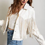 Off White Studded Fringe Leather Jacket