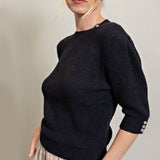 Black with Glitz Short Sleeve Sweater Top