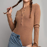 Mineral Wash Rib Long Sleeve Bodysuit