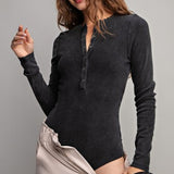 Mineral Wash Rib Long Sleeve Bodysuit
