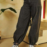 Black Denim Balloon Bottom Denim