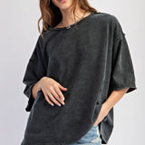 Black Mineral Wash Oversize Tee