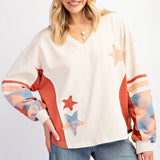 Beige Star Mix Plaid Pullover