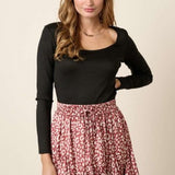 Black Scoop Neck Rib L/S Layering