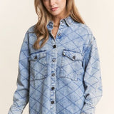 Denim Quilt Stitch Shacket