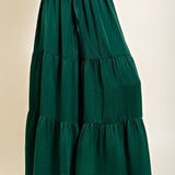 Hunter Green Wide Satin Tiered Pant
