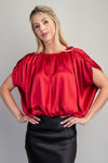 Satin Round Neck Bubble Hem Top