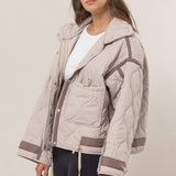 Ecru Quilted Toggle Puffer Jacket