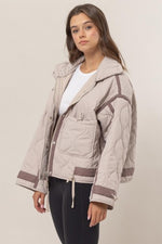 Ecru Quilted Toggle Puffer Jacket
