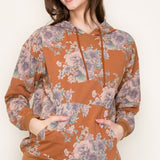 Floral Printed Terry Hoodie
