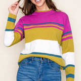 Magenta Multi Stripe Pullover