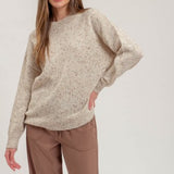 Oatmeal Speckle Knit Mock Neck Sweater