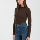 High Neck Long Sleeve Ribbed Knit Bodysuit