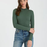 High Neck Long Sleeve Ribbed Knit Bodysuit