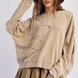 Mushroom Flower Stitch Patch Pullover