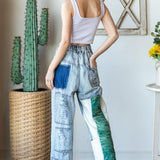 Washed Denim Patchwork Jean