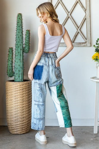 Washed Denim Patchwork Jean