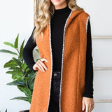 Rust Sherp Long Vest with Leo Trim Detail