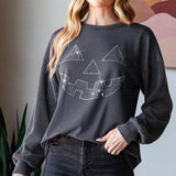 Charcoal Jack-o-lantern Rhinestone L/S