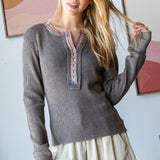 Mineral Wash Henley Thermal L/S with Buttons