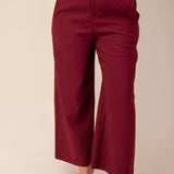 Burgundy High Waist Wide Pant