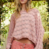 Pink Chenille Woven Sweater