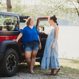 Light Wash Denim Front Button Smock Back Dress