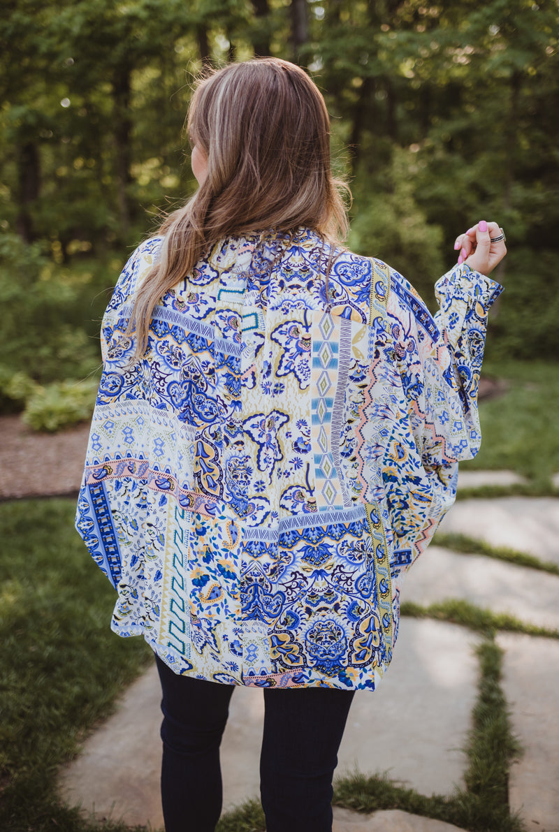 Blue Mix Print L/S Bodysuit