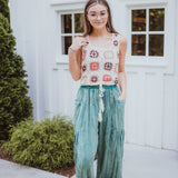Cream Multi Floral Patchwork Crochet Tank