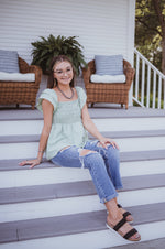High Rise Distressed Beach Denim