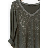 Long Sleeve FOIL Splatter Sweater