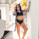 Get In Line Behind Striped Kimono