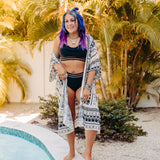 Black High Waist Mesh Inset 2 Piece