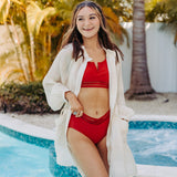 Off White Cinched Waist Gauze Cardigan