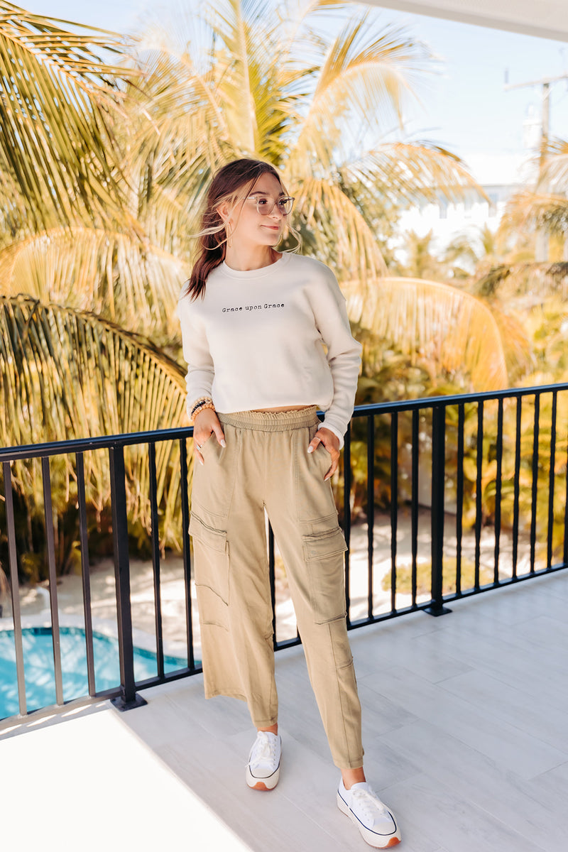 Army Wide Leg Pants with Side Pockets