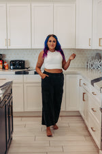 Black Wide Leg Pants with Side Pockets