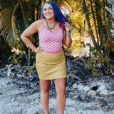 Hot Pink Checker Board Cami Crop